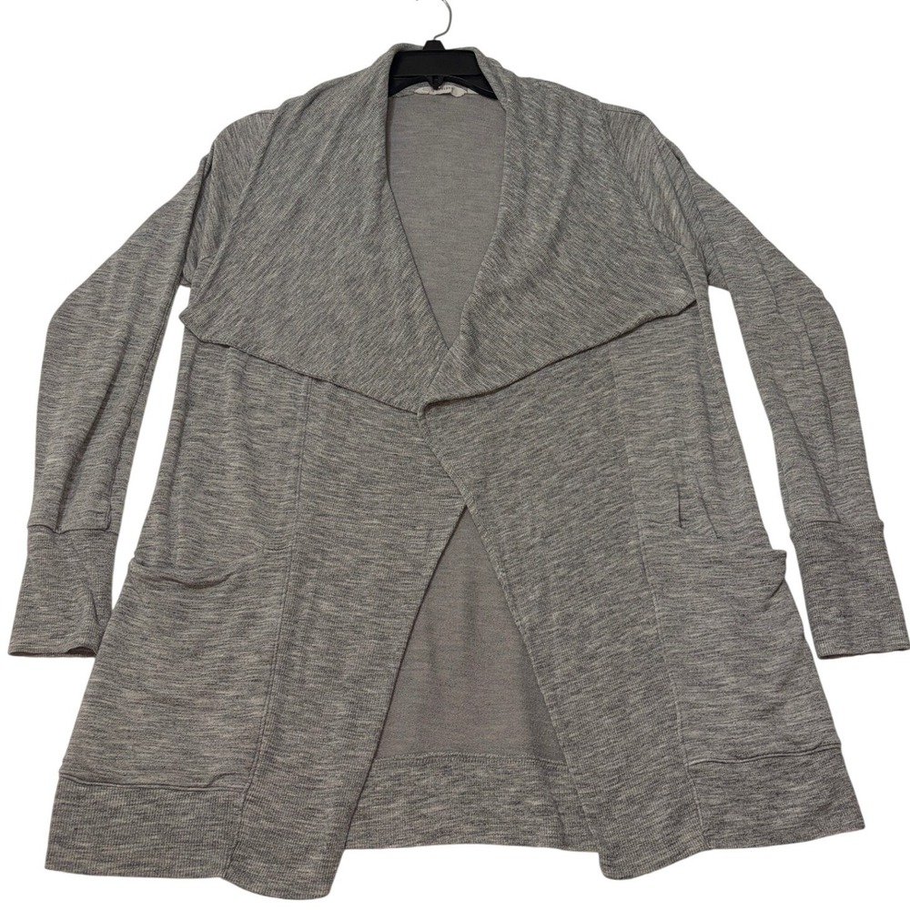 Athleta Pranayama Wrap Cardigan Grey Heather Magnetic Lapel Thumb Holes Size M